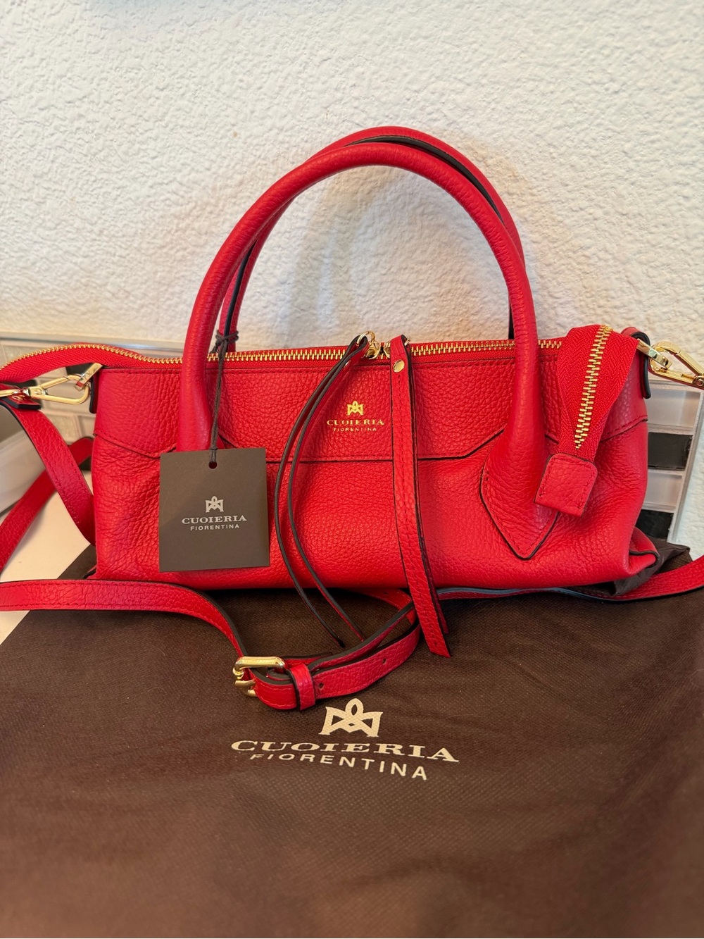 Cuoieria Florentina Holly Mini Tote in Tomato, NWT